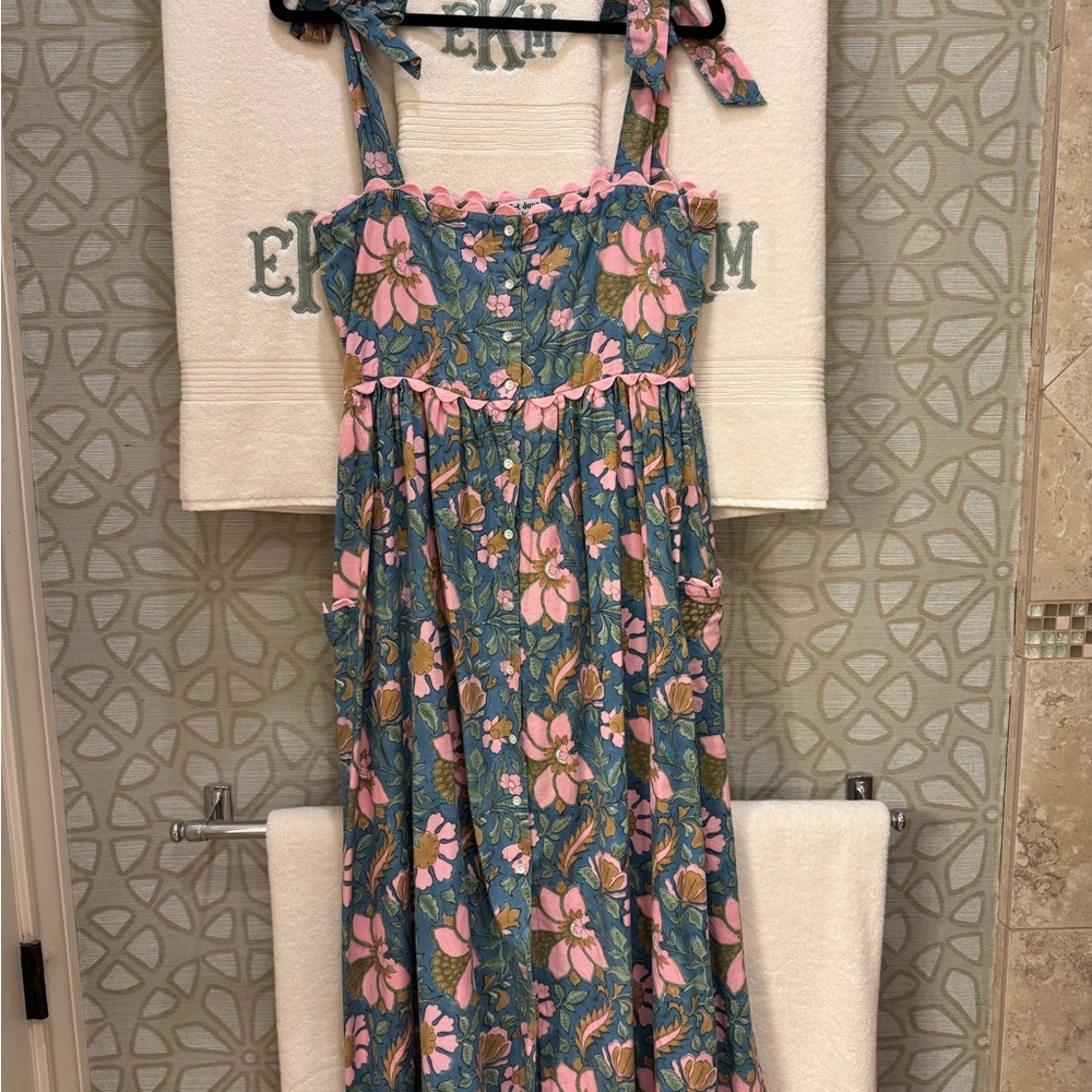 Juliet Dunn Pink and Green Sundress Resort Wear